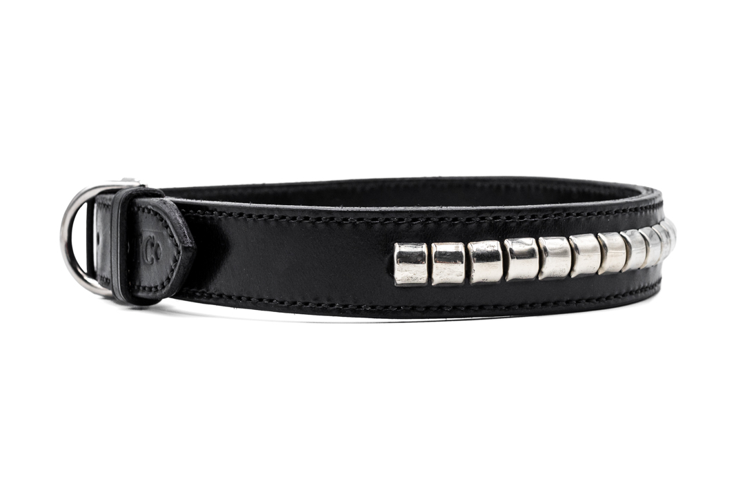 Leather & silver clincher Dog Collar
